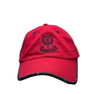 Vintage ST. Andrews Polo Style Red Hat Plaid Brim Adjustable Strapback Cottoncap